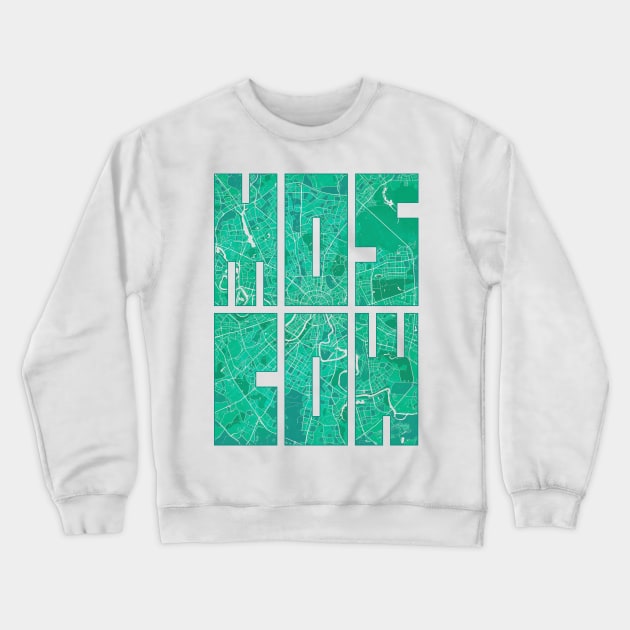 Moscow, Russia City Map Typography - Watercolor Crewneck Sweatshirt by deMAP Studio